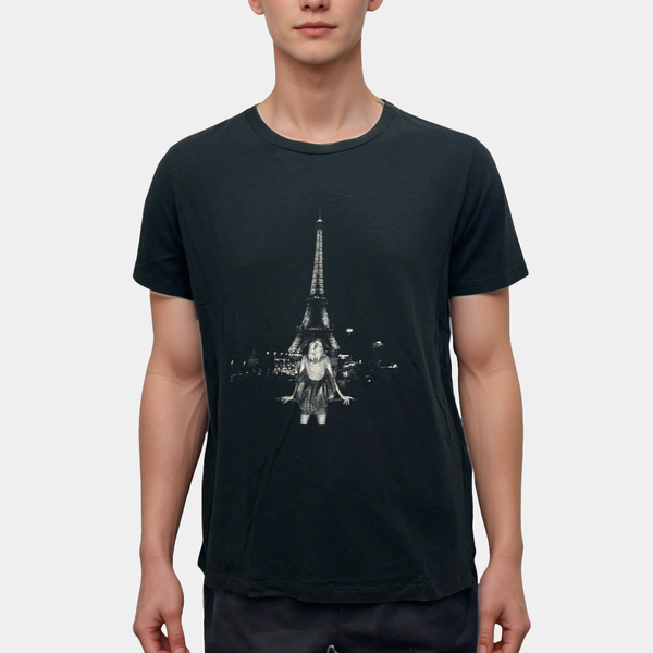 Saint Laurent Men's Black Cotton Eiffel Tower Motif T-Shirt – Loop