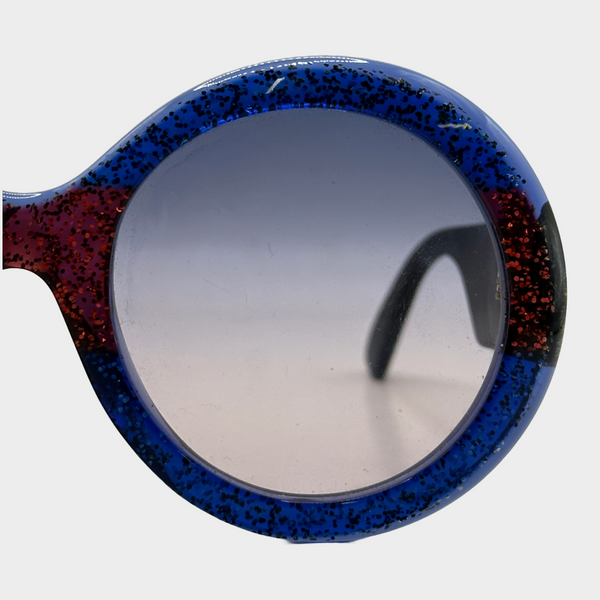 Glitter Gucci Blue Round Sunglasses Gucci Women's Red And