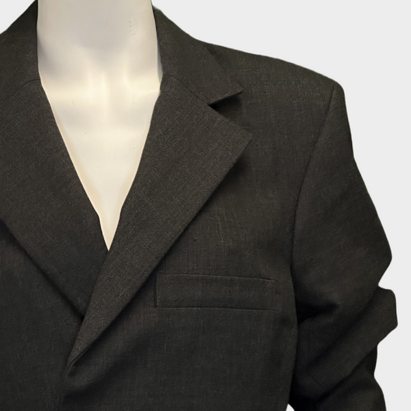 Jacquemus dark grey wool flared blazer with ruched sleeves