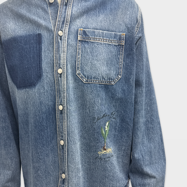 Christian Dior Men's Blue denim shirt with embroidered details