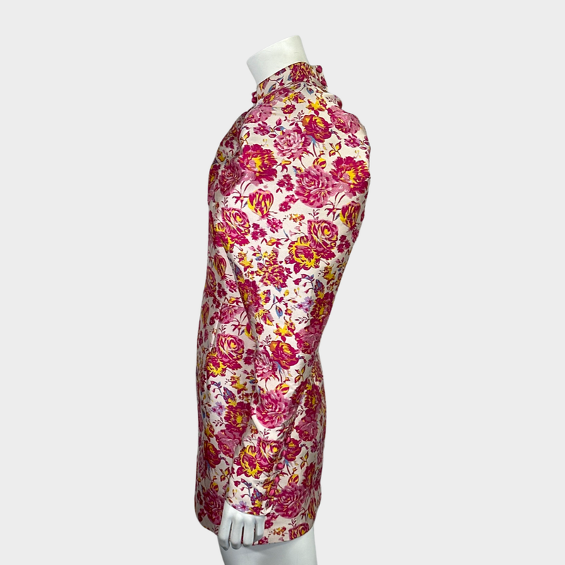ROTATE pink floral jacquard mini dress