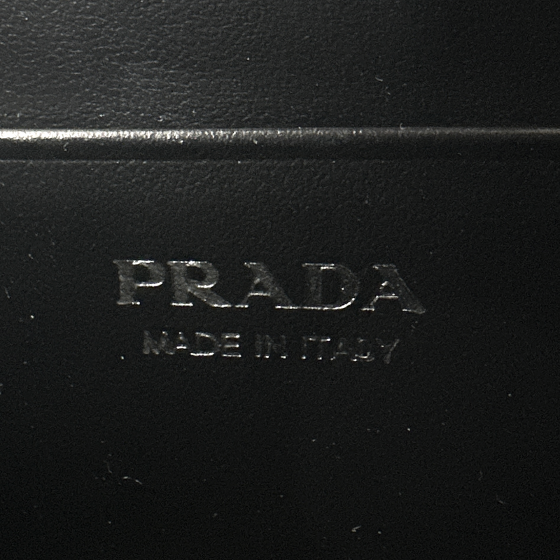 Prada black patent leather triangle-logo card holder on-chain