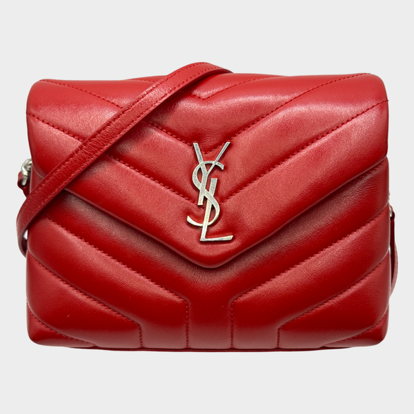 Saint Laurent women's red quilted leather Loulou toy bag