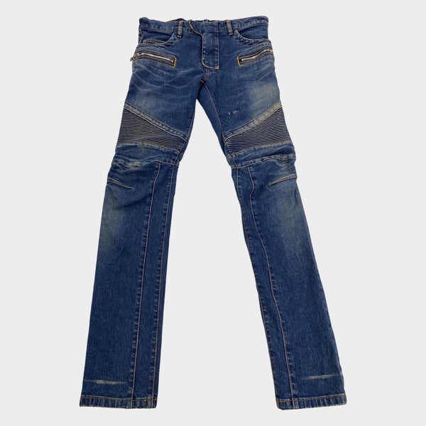 Navy blue biker best sale jeans