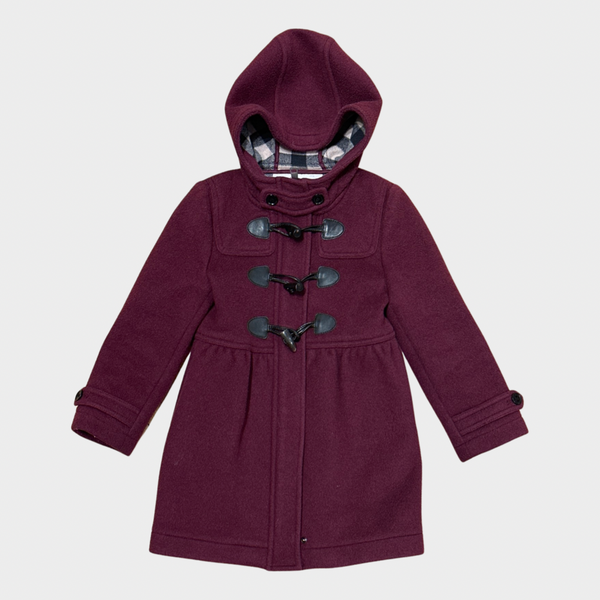 Burberry girl s burgundy wool coat with hood Loop Generation
