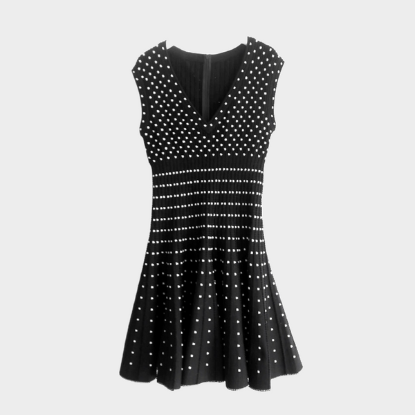 Alaia black and white knit skater dress Loop Generation Alaia black and white knit skater dress Loop Generation