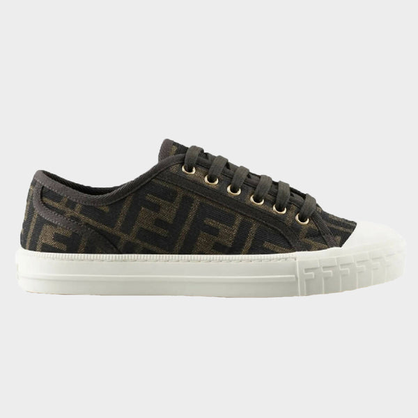 Fendi men s brown and beige monogram cotton domino sneaker Loop
