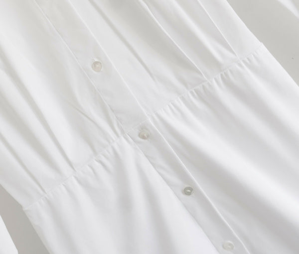 green emerald velvet dress Theory women's white Fitted Shirt Dress – Loop Generation main image 1