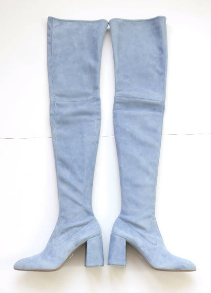 Prada light blue suede suede over-the-knee high boots – Loop