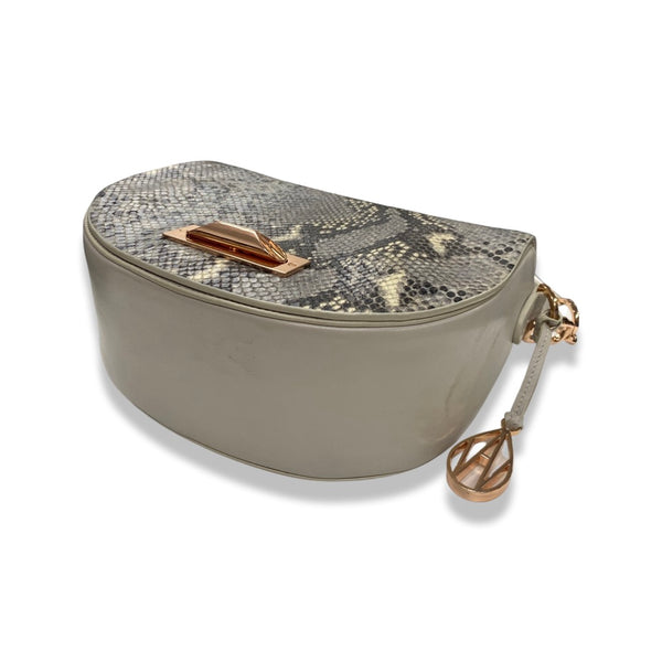 AMANDA WAKELEY Grey Python Leather Bag With Rose Gold Hardware Loop amanda-wakeley-grey-python-leather-bag-with-rose-gold-hardware-loop
