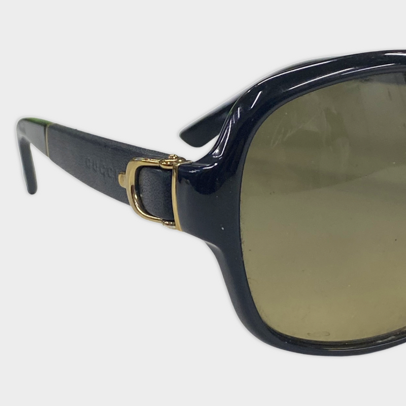 Gucci Black Rim Sunglasses With Brown Tint