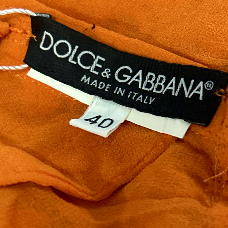 Dolce&Gabbana Orange Lace Dress With Flower Detail