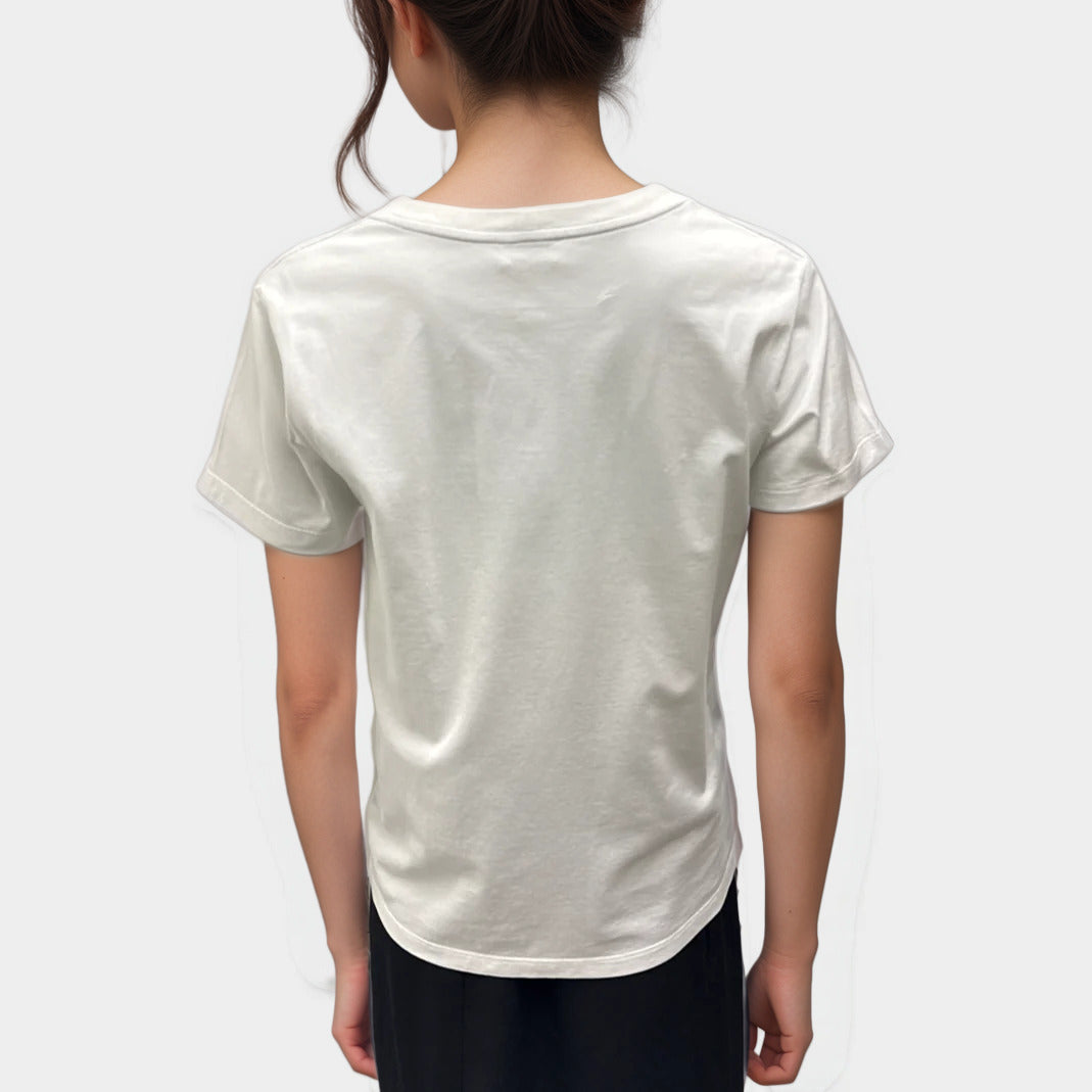 Celine Women's White cotton T-Shirt with gold logo – Loop