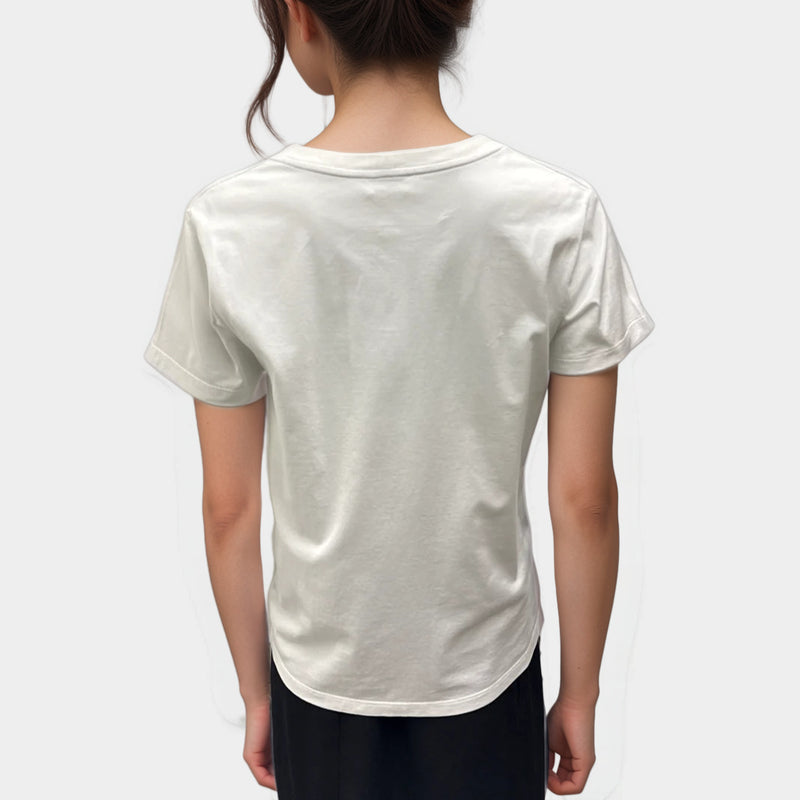 Celine Women's White cotton T-Shirt with gold logo