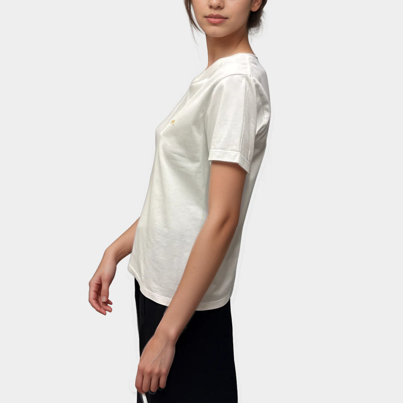 Celine Women's White cotton T-Shirt with gold logo