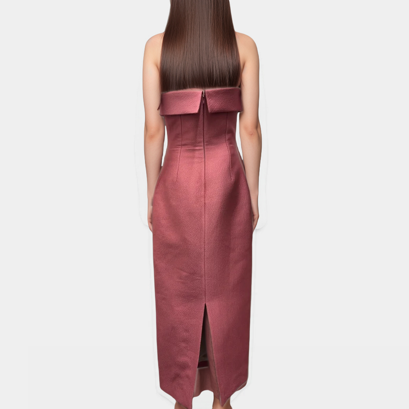 Emilia Wickstead Pink Textured Strapless Keeley Dress