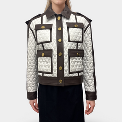 Balmain Women's Quilted White and Brown Jacket