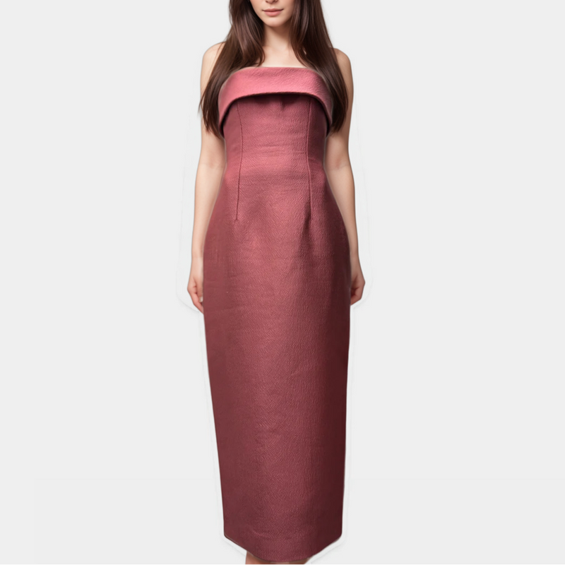 Emilia Wickstead Pink Textured Strapless Keeley Dress
