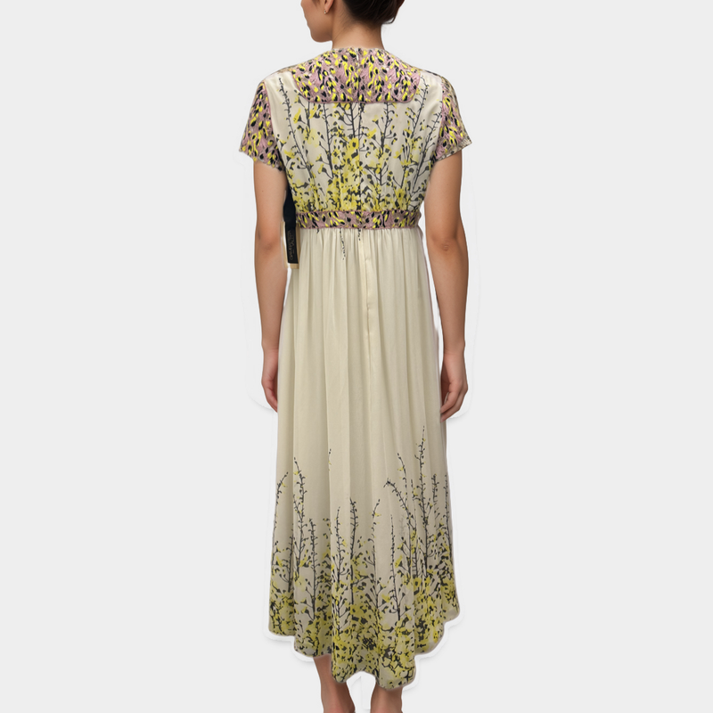 Giambattista Valli White Long Floral Silk Dress