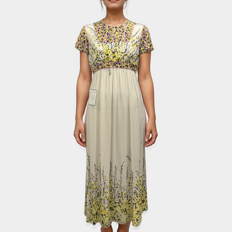 Giambattista Valli White Long Floral Silk Dress