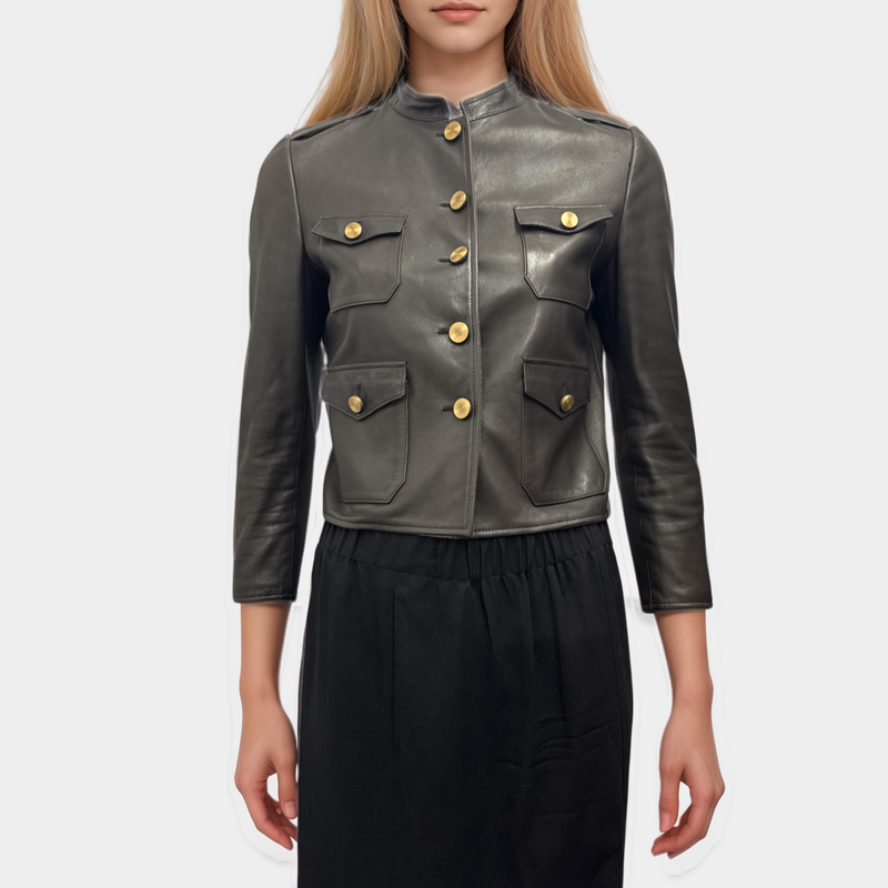 Gucci Women's Dark Brown Leather Jacket