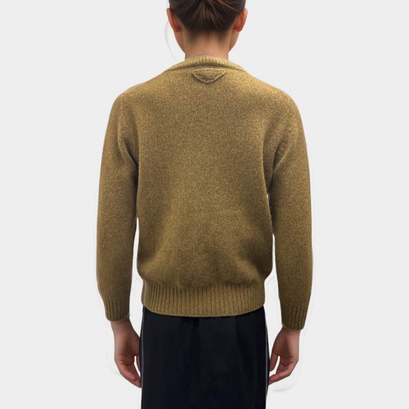 Prada Women's Light Brown Wool and Cashmere Blend Sweater
