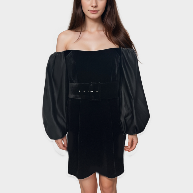 RASARIO Women's Black velvet mini Dress