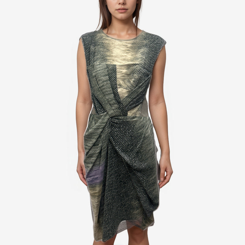 Peter Pilotto Black And Purple Ombre Asymmetrical Dress With Snakeskin Print