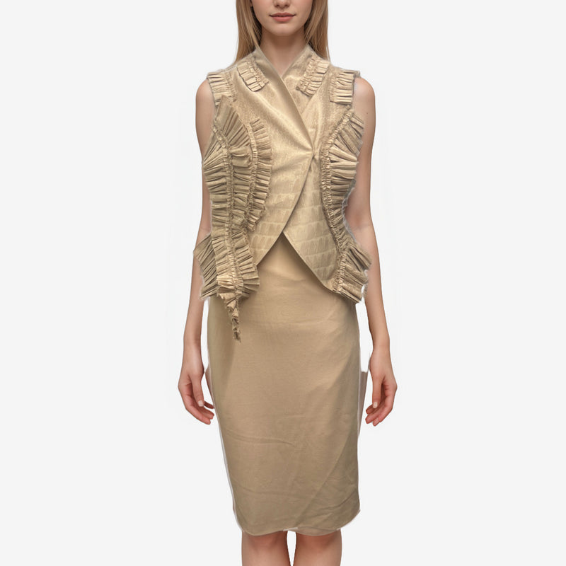 Givenchy Women's Archival Fall 2011 Nude Pink Structured Ruffle Dress