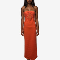 Herve Leger Bright Orange Stretch Bandage Bodycon Dress