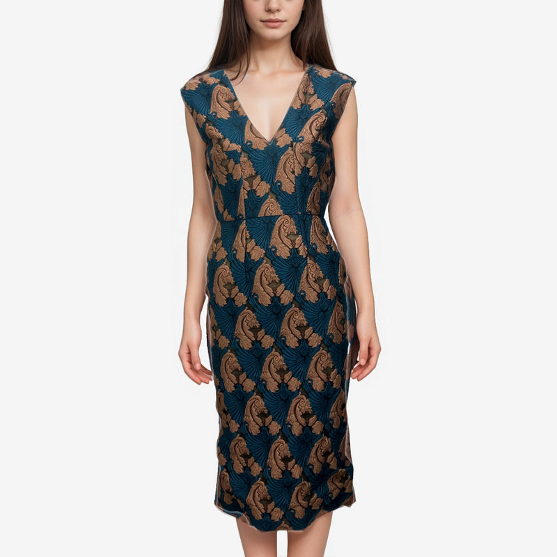 Emilia Wickstead Pink and Teal Floral Sleeveless Dress