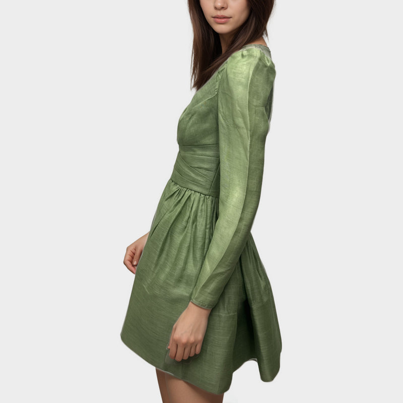 Zimmermann women's green linen and silk structured dress