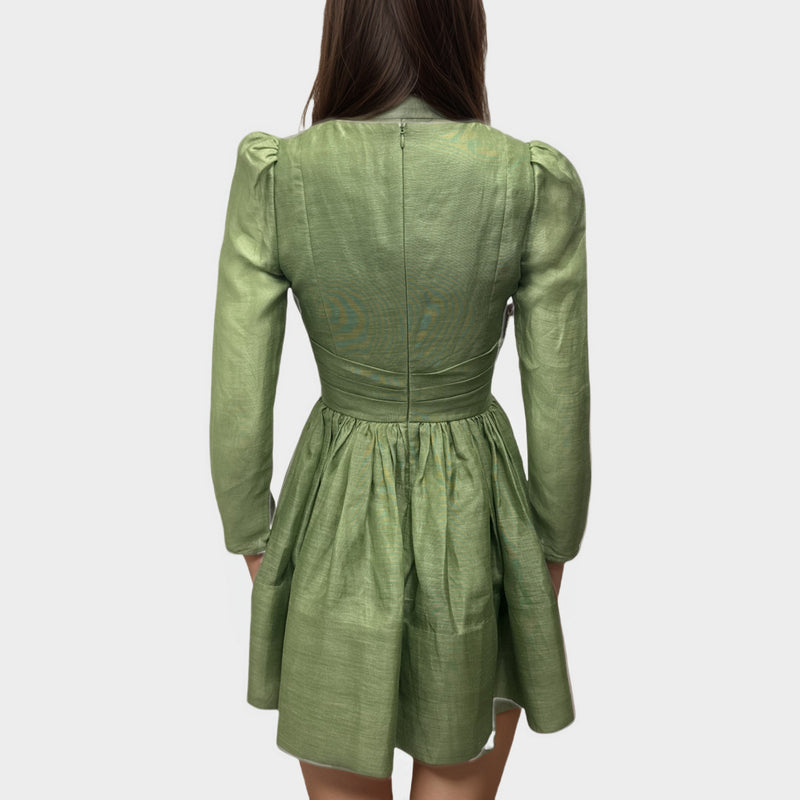 Zimmermann women's green linen and silk structured dress