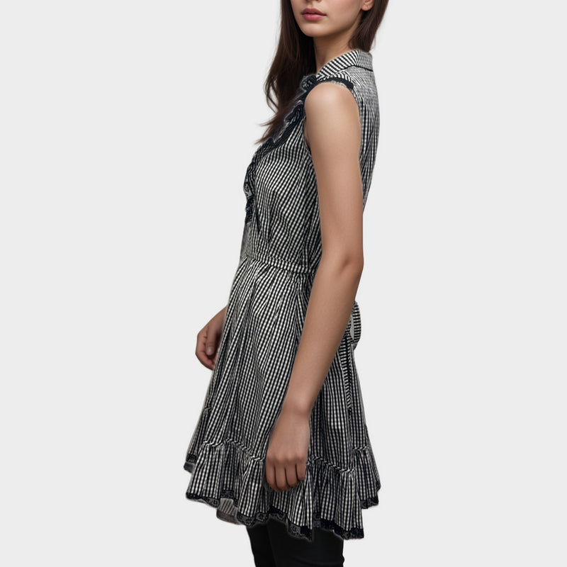 Miu Miu women's Black and white gingham cotton dress