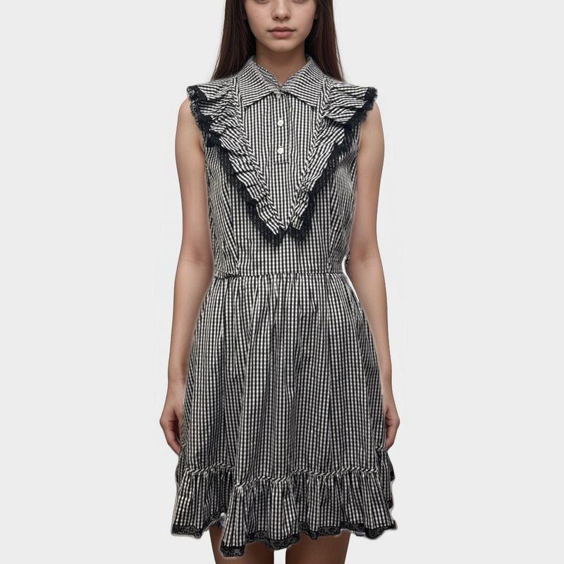 Miu Miu women's Black and white gingham cotton dress
