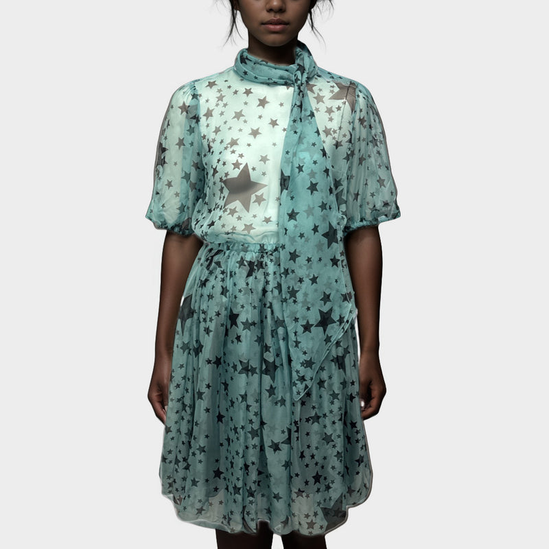 Dolce&Gabbana women's Turquoise star print silk Dress