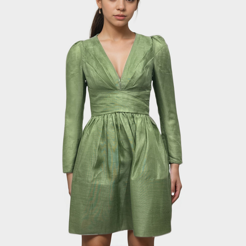 Zimmermann women's green linen and silk structured dress