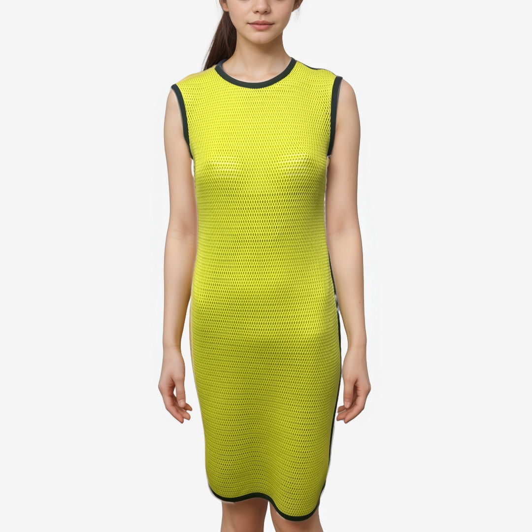 Moschino Neon Yellow Mesh Knit Scuba-Style Dress – Loop Generation