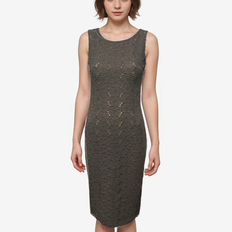 Giambattista Valli Taupe Embroidery Sleeveless Dress