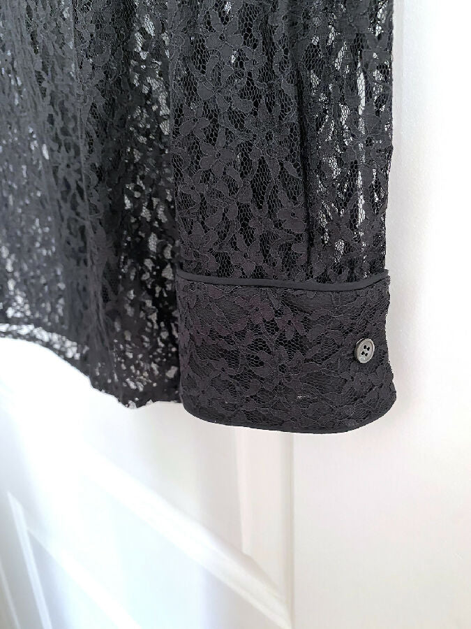 No.21 women's black lace frill collar long-sleeved shirt