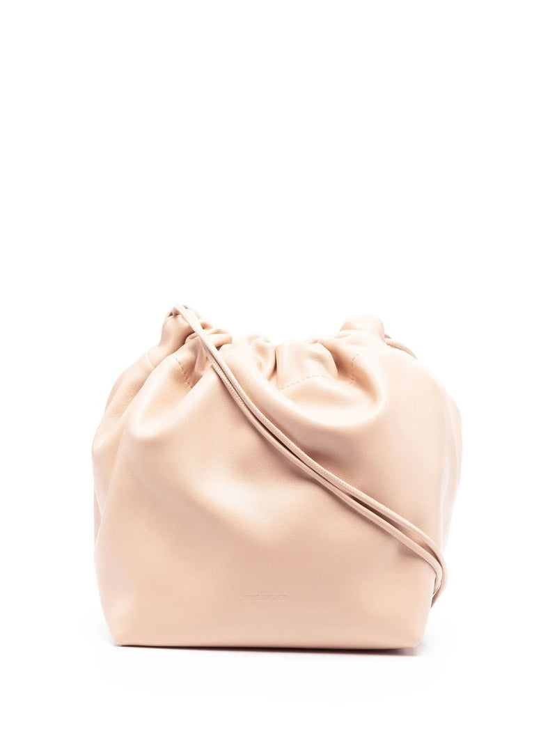Jil Sander women's peach pink leather drawstring-fastening shoulder handbag