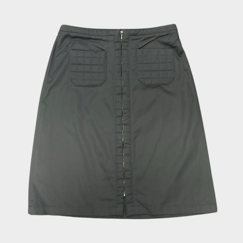 Chanel grey two front pockets midi skirt