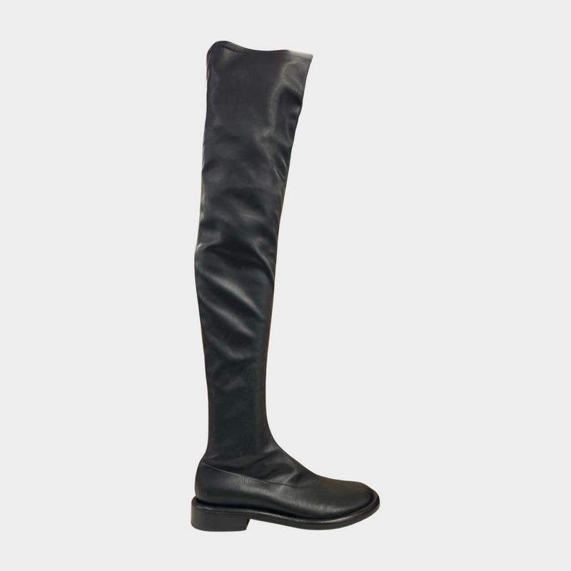 Proenza Schouler women's black leather knee length boots