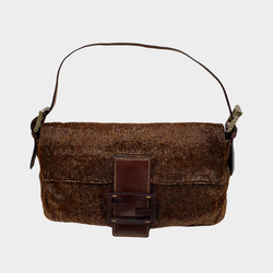Fendi women's brown beaded baguette handbag