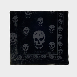 Alexander McQueen women's black skull trimmed velvet scarf
