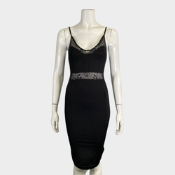 Balmain black lace and elastane bustier dress
