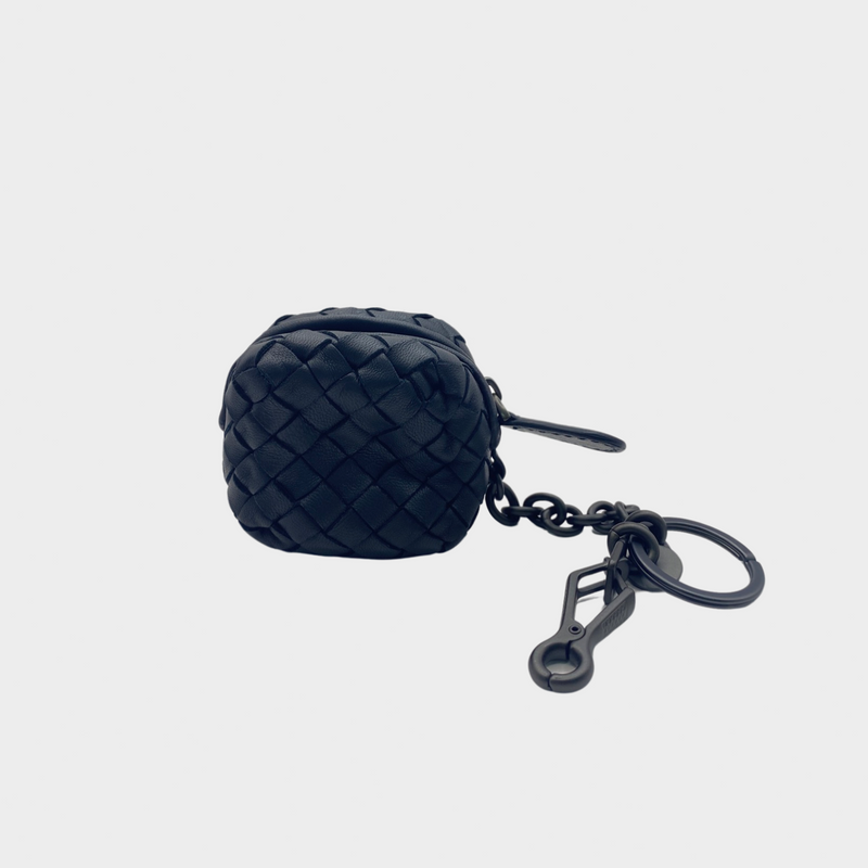 Bottega Veneta black Intrecciato mini pouch keyring