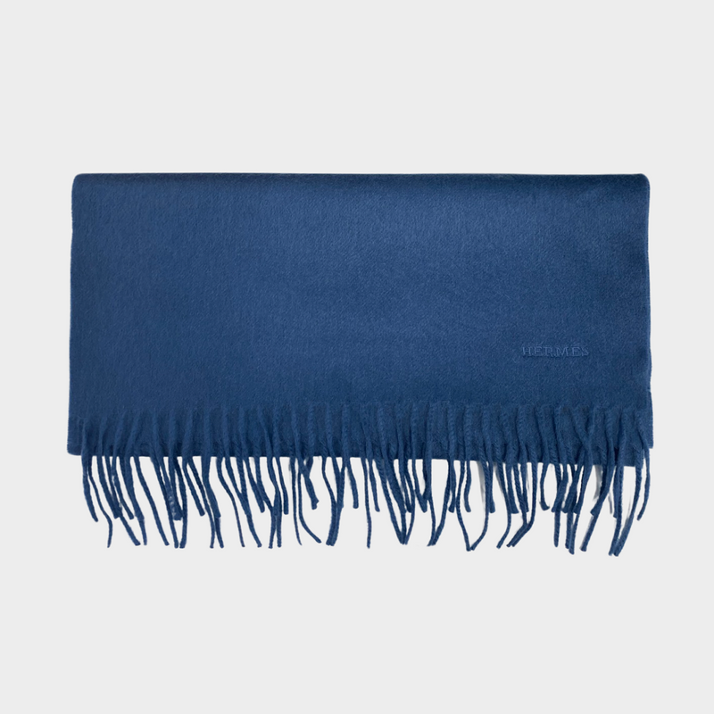 Hermes blue cashmere long scarf