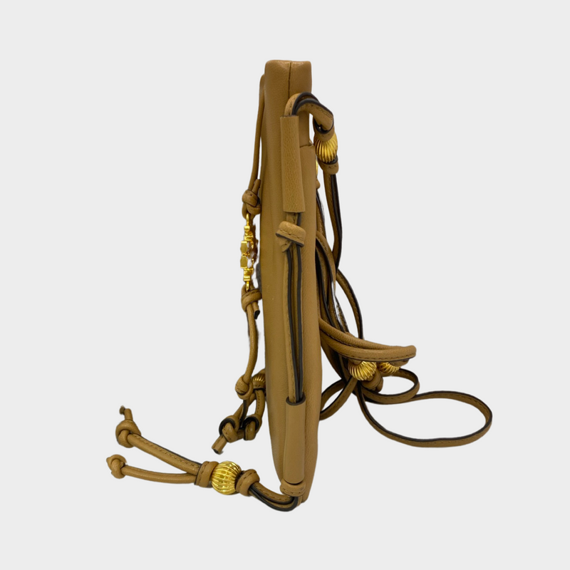 Tory Burch women's camel leather mini boho crossbody bag