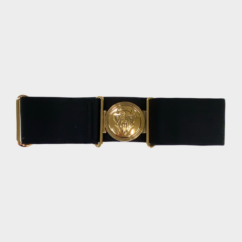 Gucci women's black elastic metal buckle belt